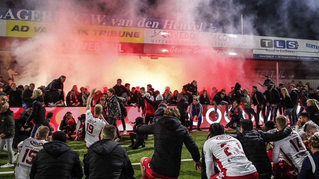 Kozakken boys viert de overwinning tijdens de Toto KNVB Beker op Vitesse in 2022
