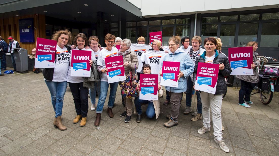 Protest van medewerkers Livio in Enschede