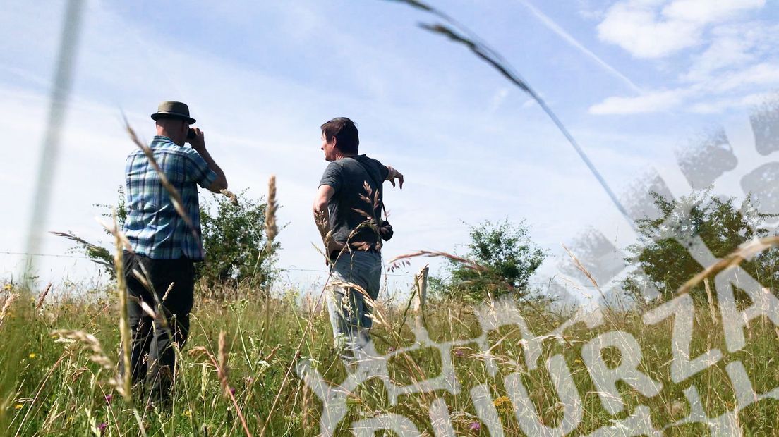 vegetatiekundige Joop Schaminée en Eddy Zoëy in de Bovenpolder bij Amerongen