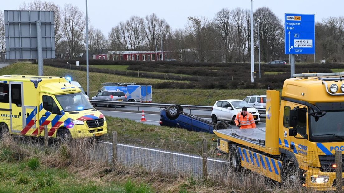 Door het ongeluk ontstond een file op de oostelijke ringweg