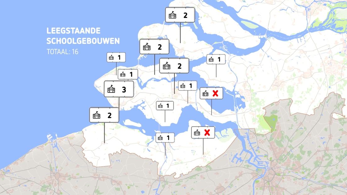 In Zeeland staan zestien schoolgebouwen leeg