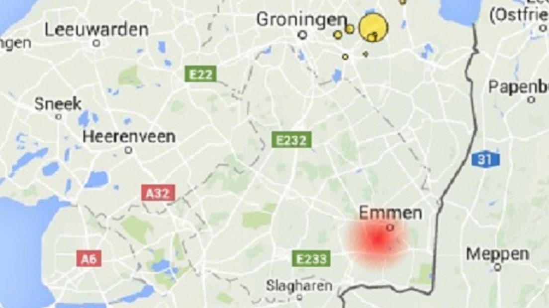 Een aardbeving bij Emmen (Rechten: KNMI.nl)