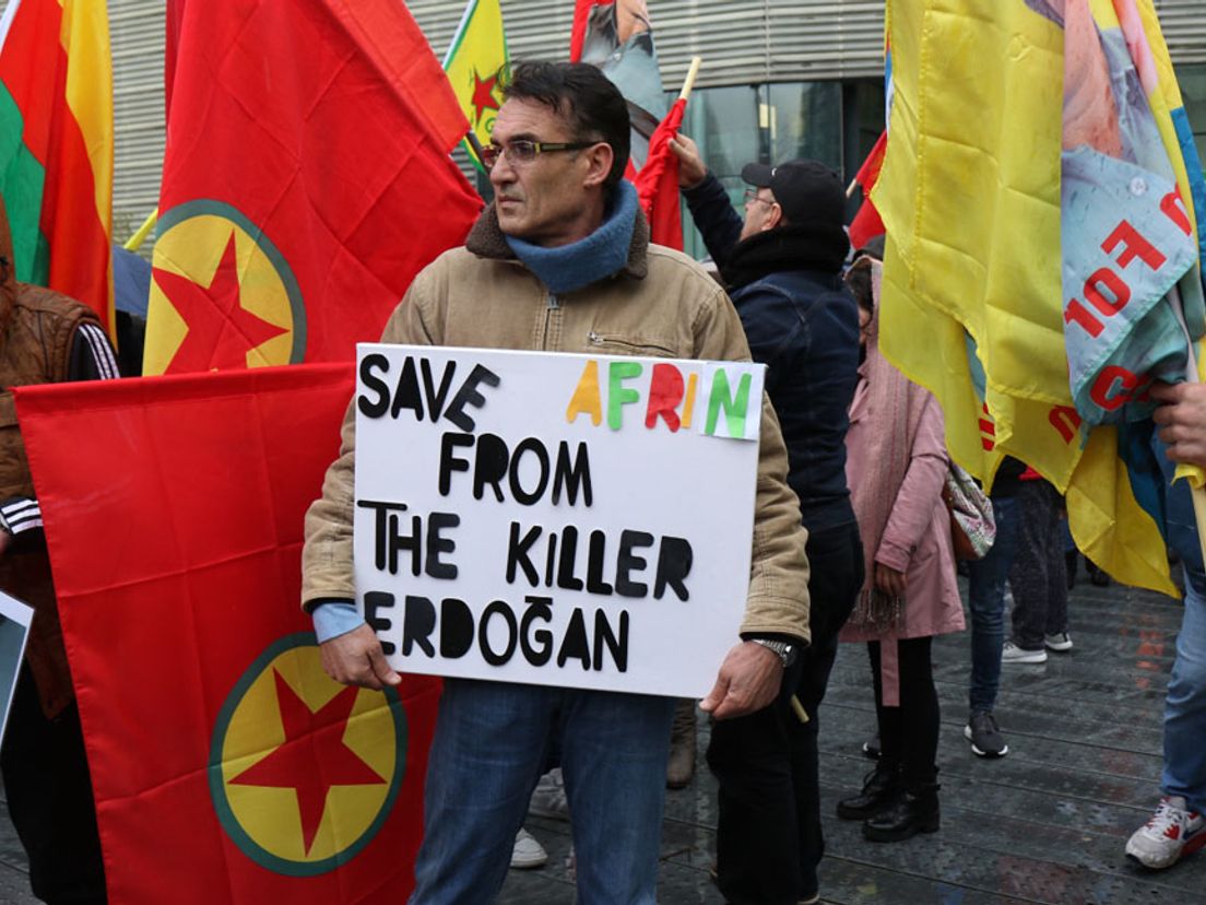 Het protest zaterdag van Koerden in Rotterdam.