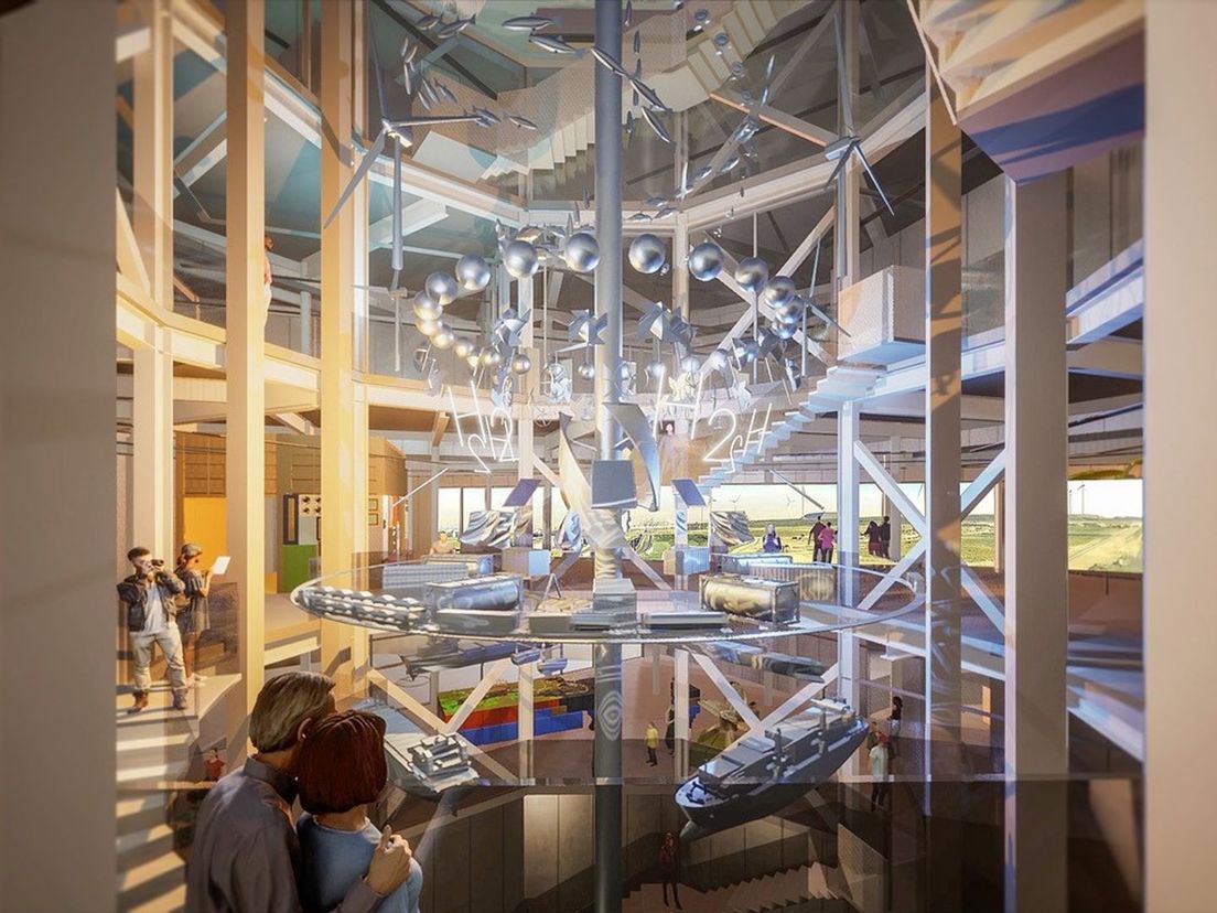 Een artist impression van het interieur van het nieuwe HEC-gebouw