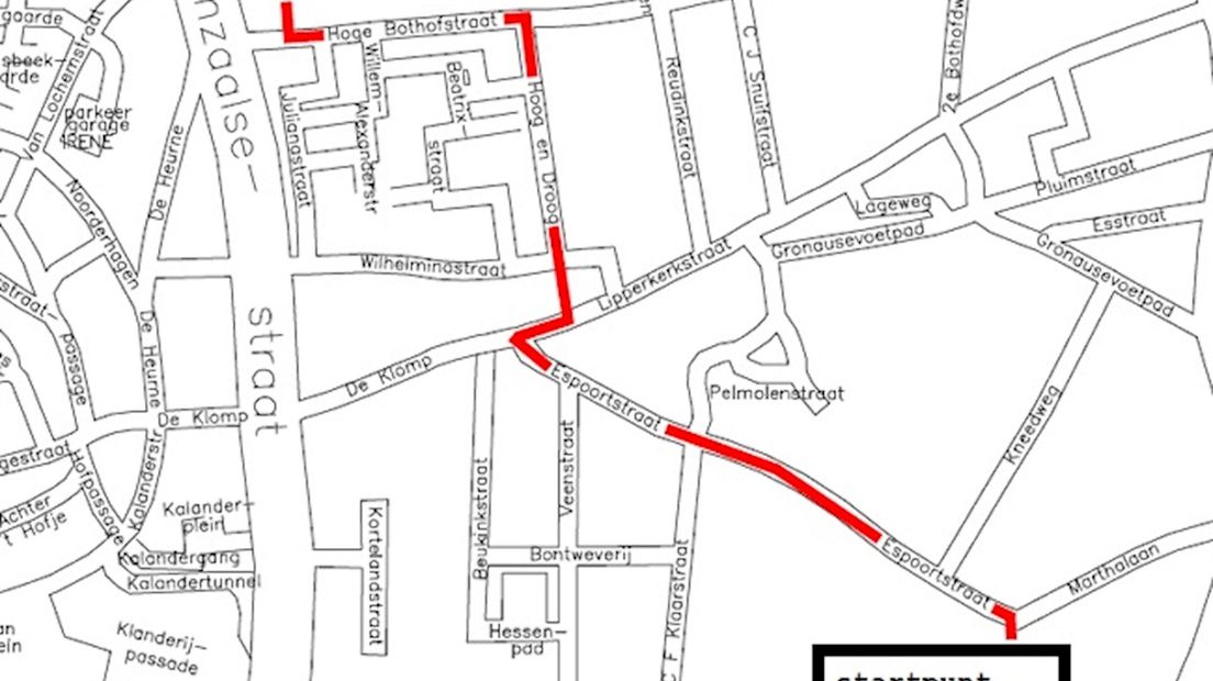 Kaart met route van de demonstratie