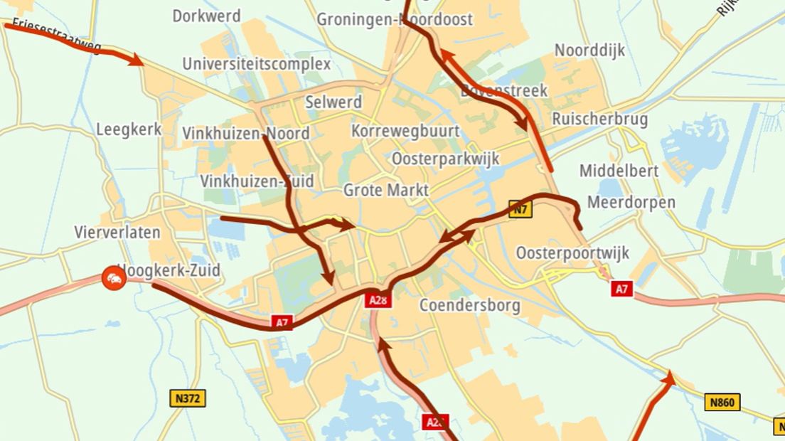 Files in Groningen deze maandagochtend
