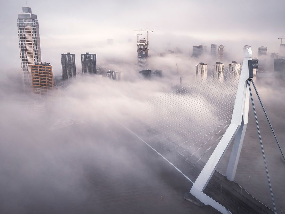 Duizenden reacties kreeg Jeroen van Dam op deze foto, gemaakt vanuit De Rotterdam