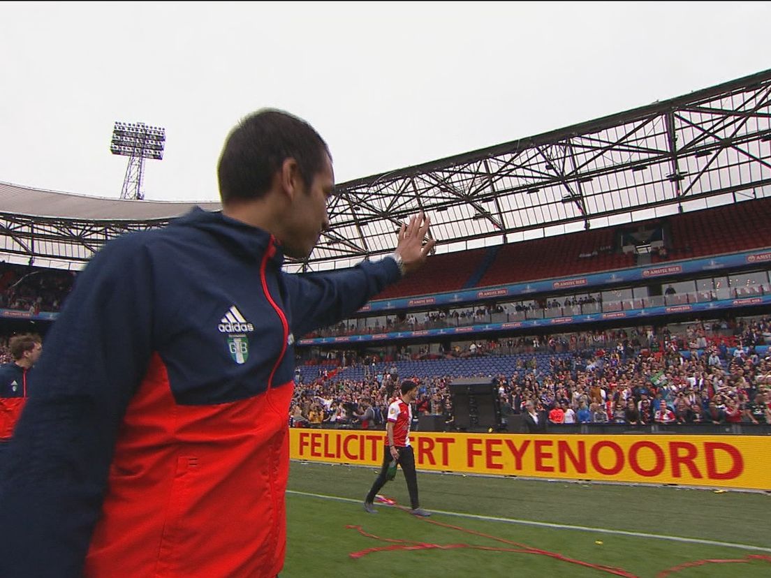 Giovanni van Bronckhorst tijdens de bekerhuldiging in het seizoen 2017/2018