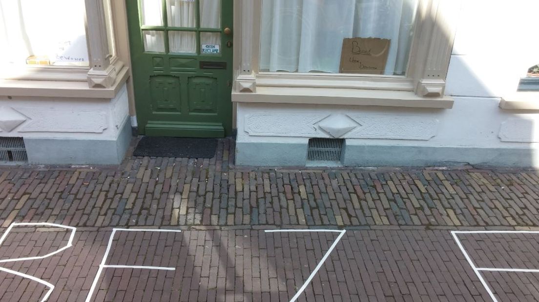 Een plekje claimen voor de vrijmarkt in Culemborg.