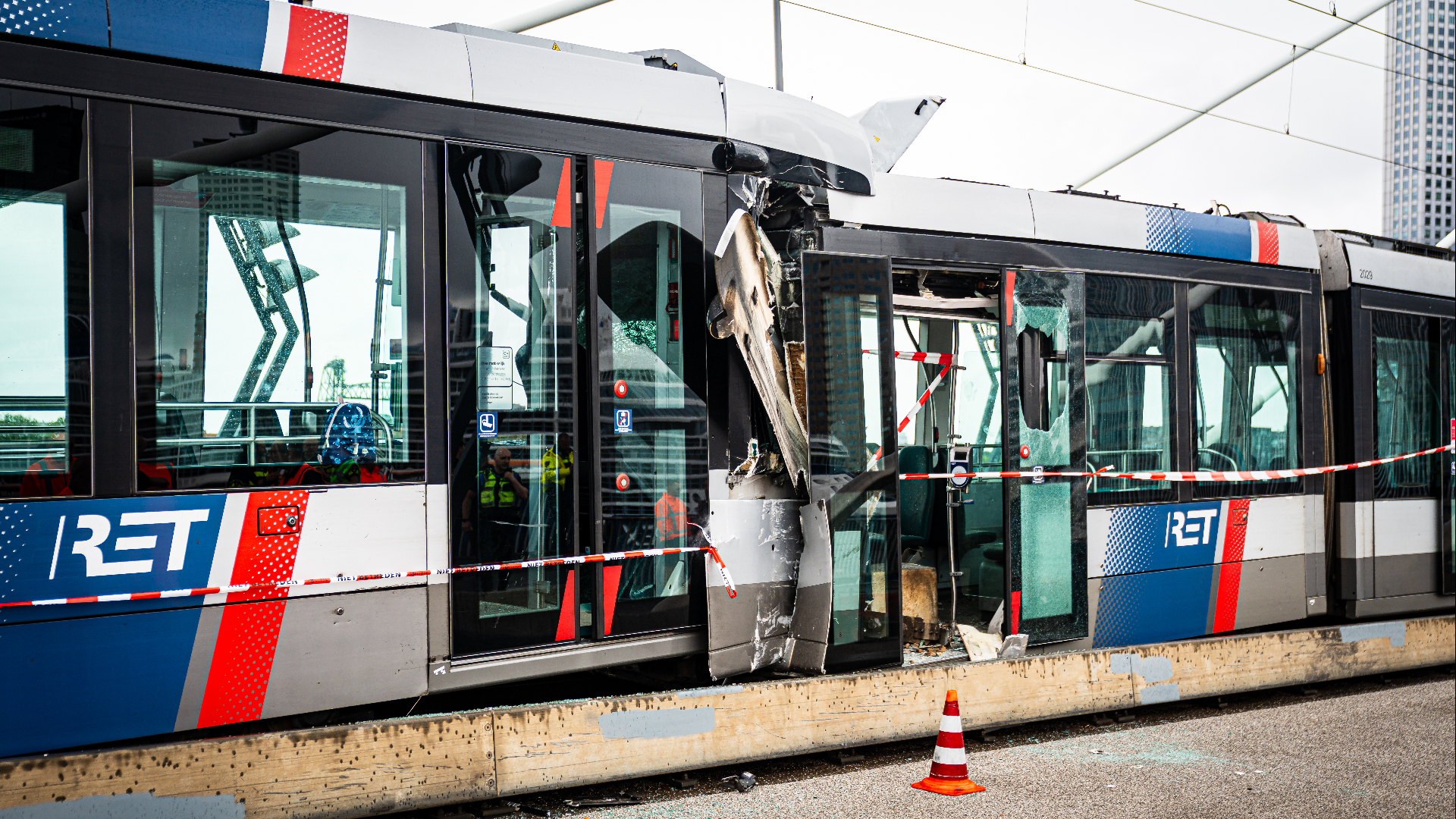 Trams op elkaar gebotst op Erasmusbrug