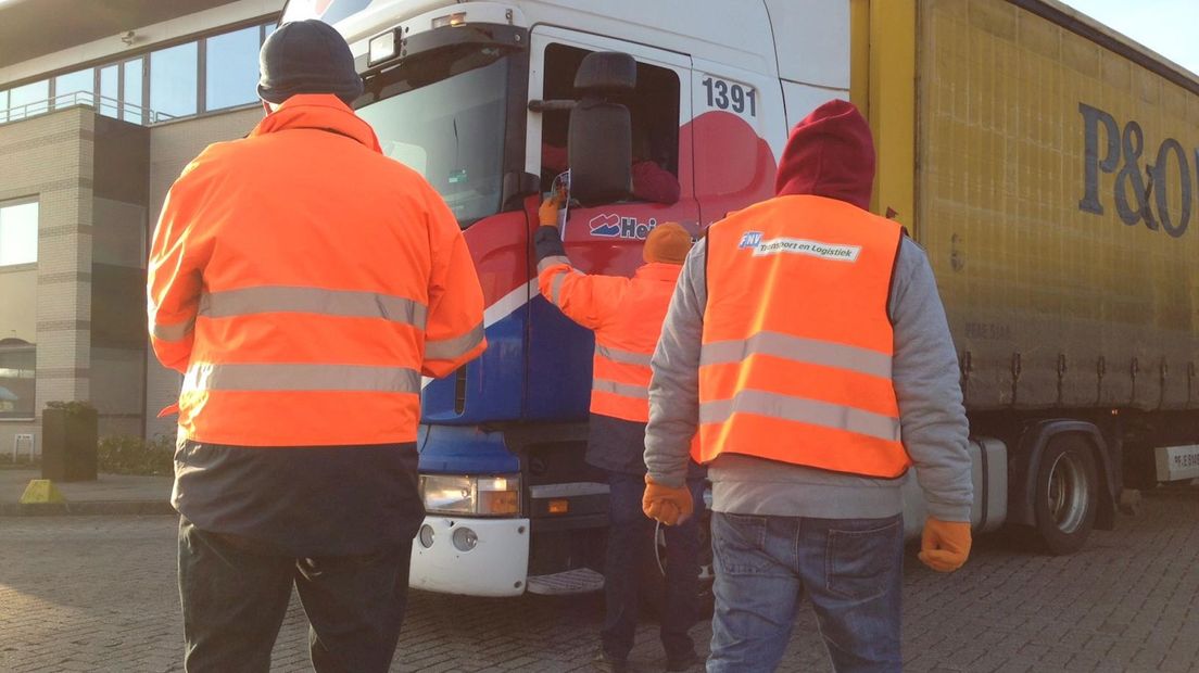 Actie bij transportbedrijf Heisterkamp in Oldenzaal