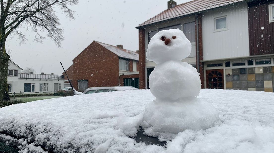 In Oostburg bleef de sneeuw liggen