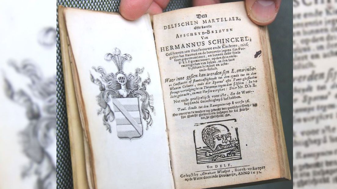 Een pagina uit Den Delfschen martelaer, ofte Laetste afscheyd-brieven van Harmannus Schinckel