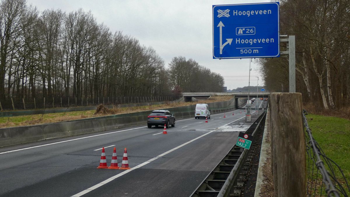 Afgesloten rijstrook A28 bij Hoogeveen weer open