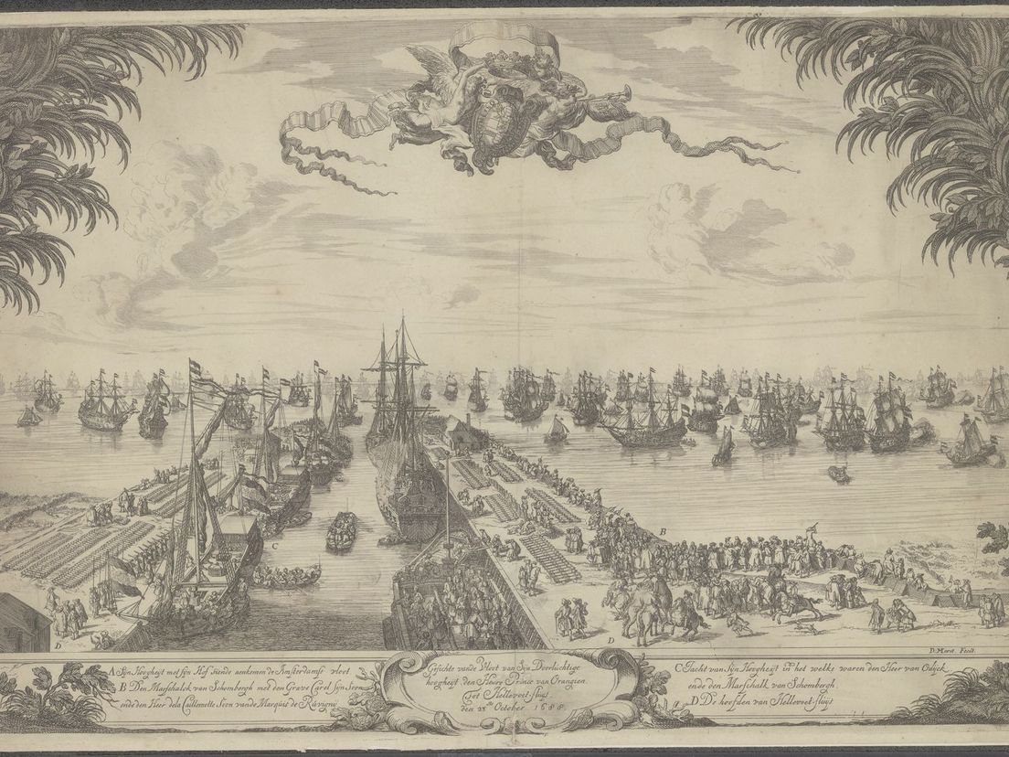 Het vertrek van vloot van Willem III in 1688 vanuit Hellevoetsluis