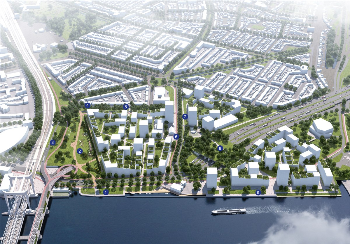 Een impressie van de nieuwe wijk, aan het water, naast de brug naar Zwijndrecht