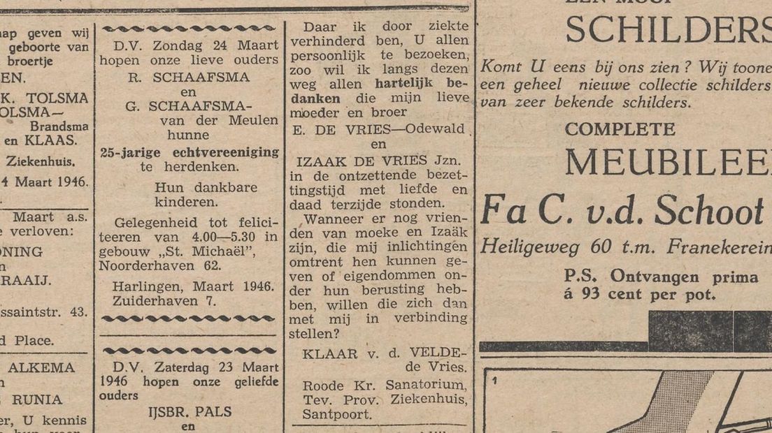 In 1946 vroeg Klara om informatie en spullen van haar 'moeke' en broer
