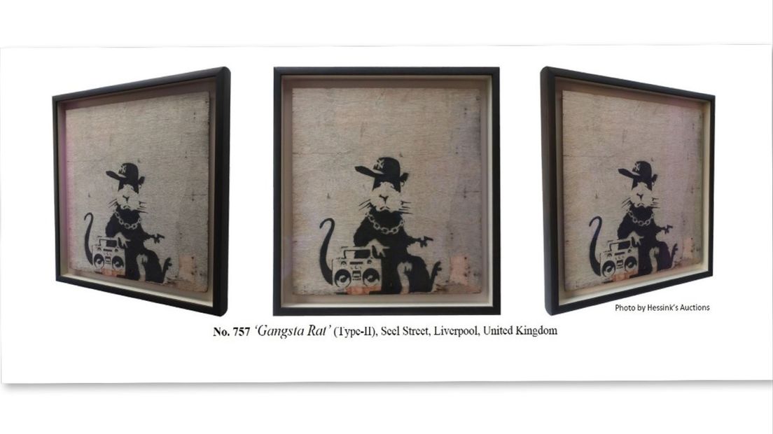 Catalogus afbeelding van "Gangsta Rat", zoals het werk in 2021 door het Zwolse veilinghuis verkocht is