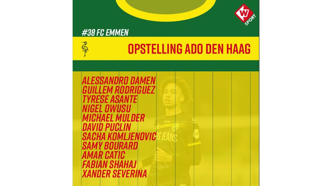 Vermoedelijke basiself van ADO tegen FC Emmen | Afbeelding: Omroep West