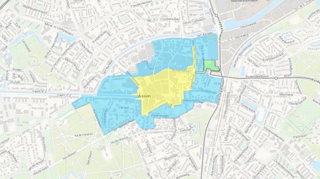 Het gele gebied is het festivalterrein