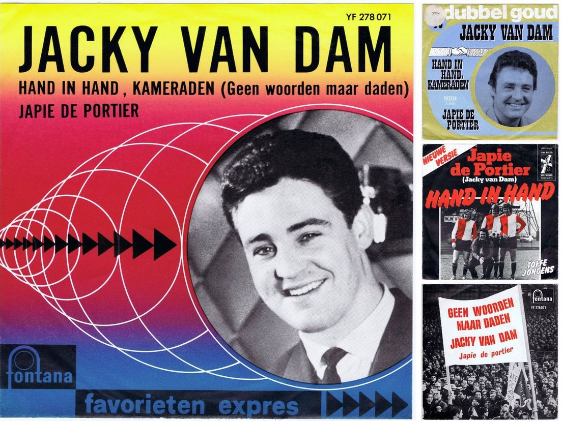 Jacky van Dam heeft zijn succesnummers 'Hand in hand, kameraden' en 'Japie de portier' in de loop der jaren meerdere keren opgenomen.