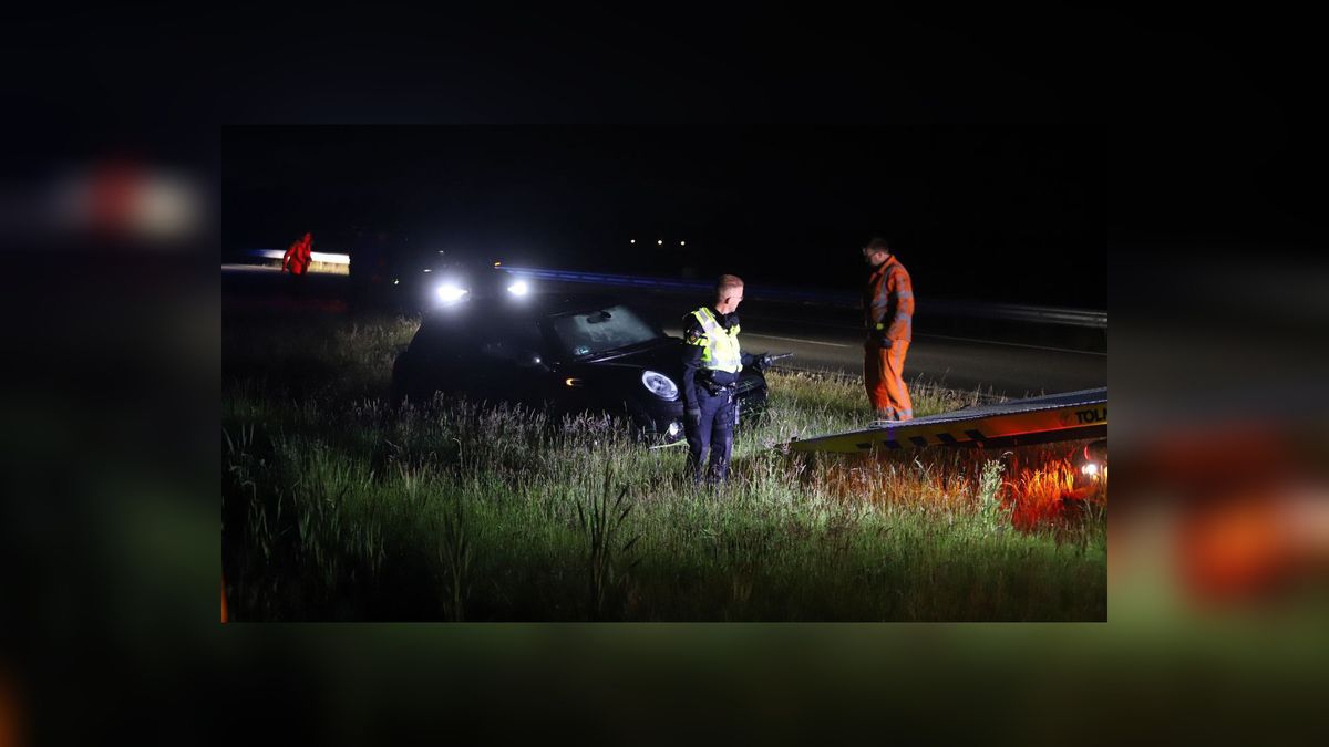 Auto in sloot bij Wijnjewoude na ontwijken ree