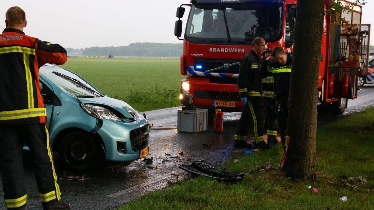 Auto botst tegen boom in Drouwenermond