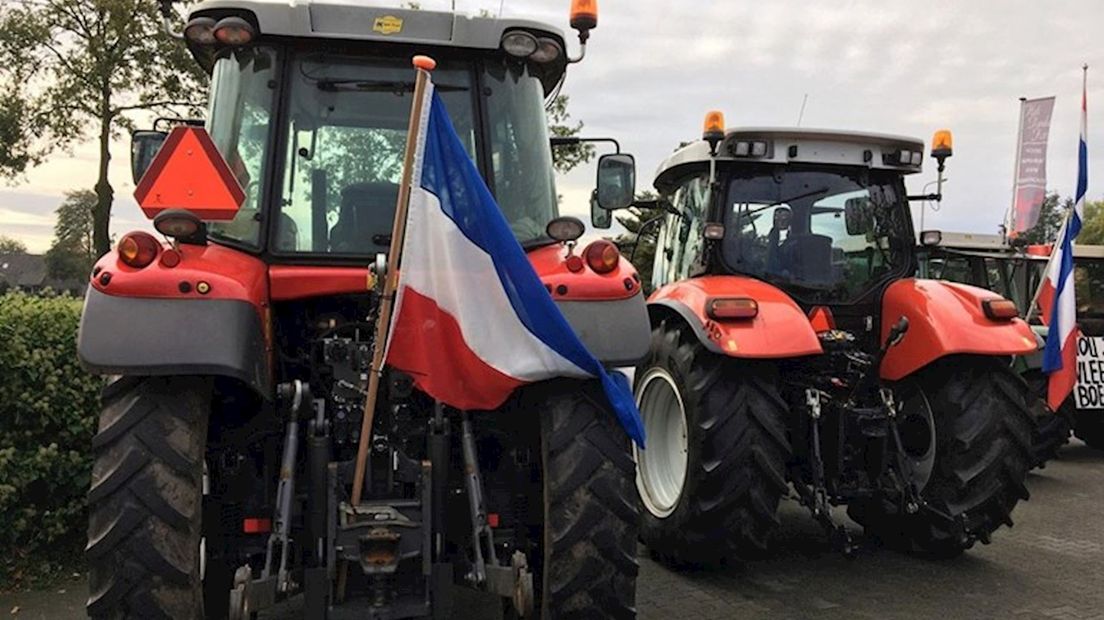 Boeren bij een protest in oktober