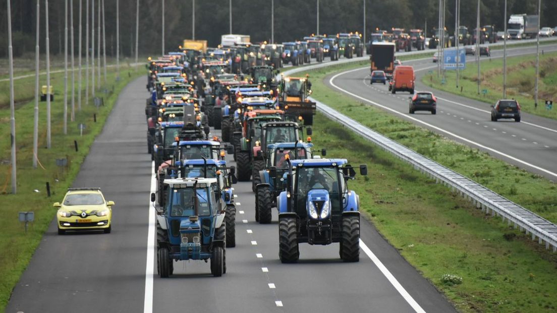 Trekkers op de A7 bij een eerder boerenprotest