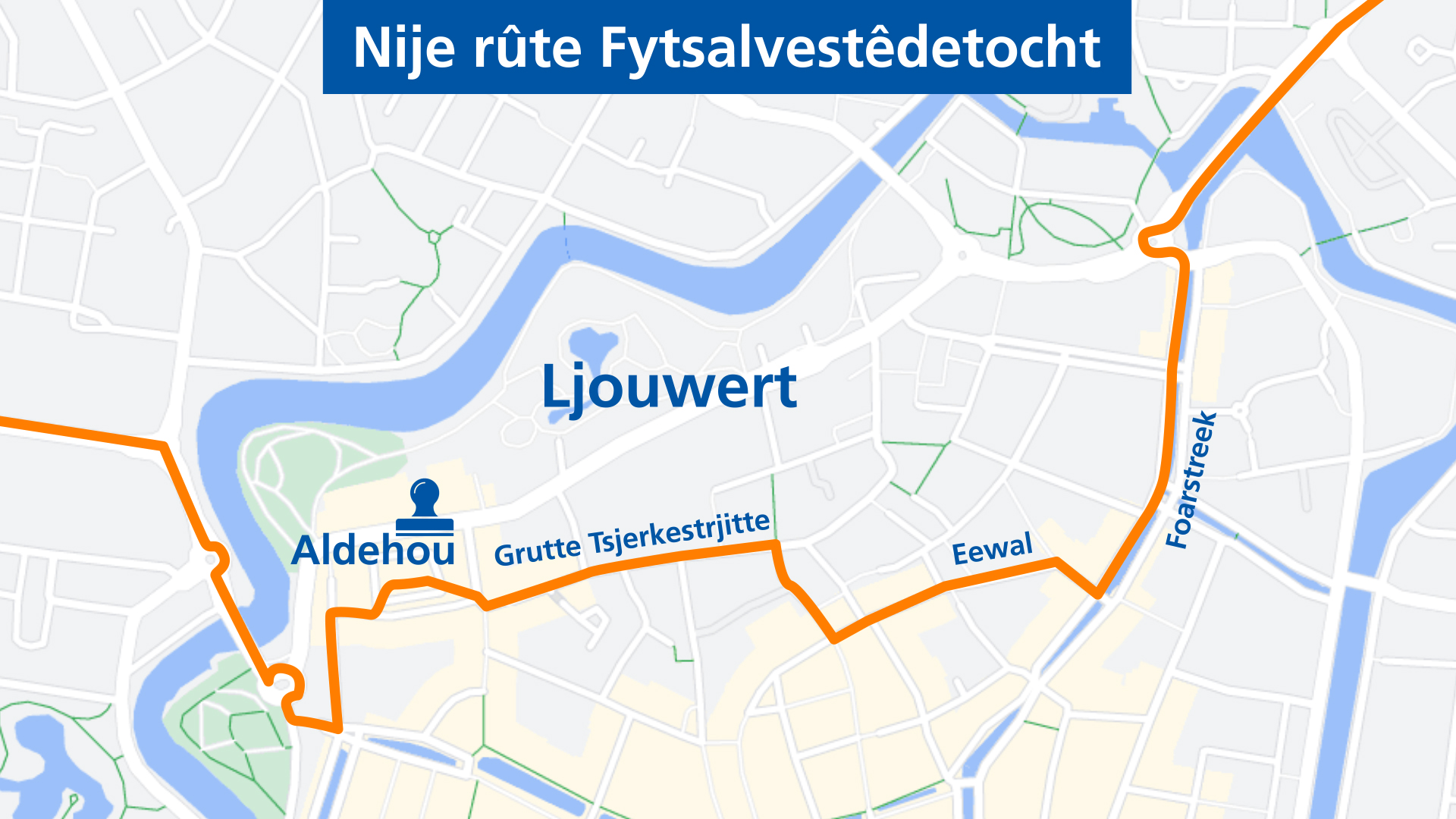 De rûte fan de Fytsalvestêdetocht troch Ljouwert dit jier