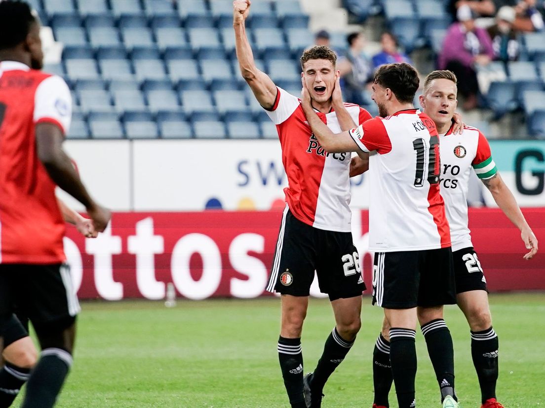Feyenoord viert een treffer tegen FC Luzern