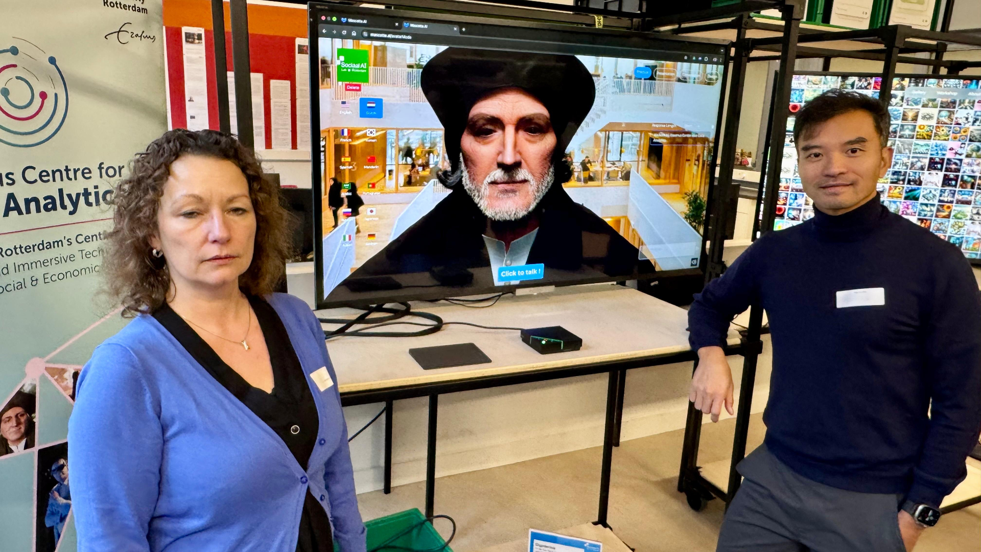 EUR-onderzoeker Rebecca Moody en Mao Lin Liao van Mascotte.AI, het Rotterdamse bedrijf dat Digiderius ontwierp.