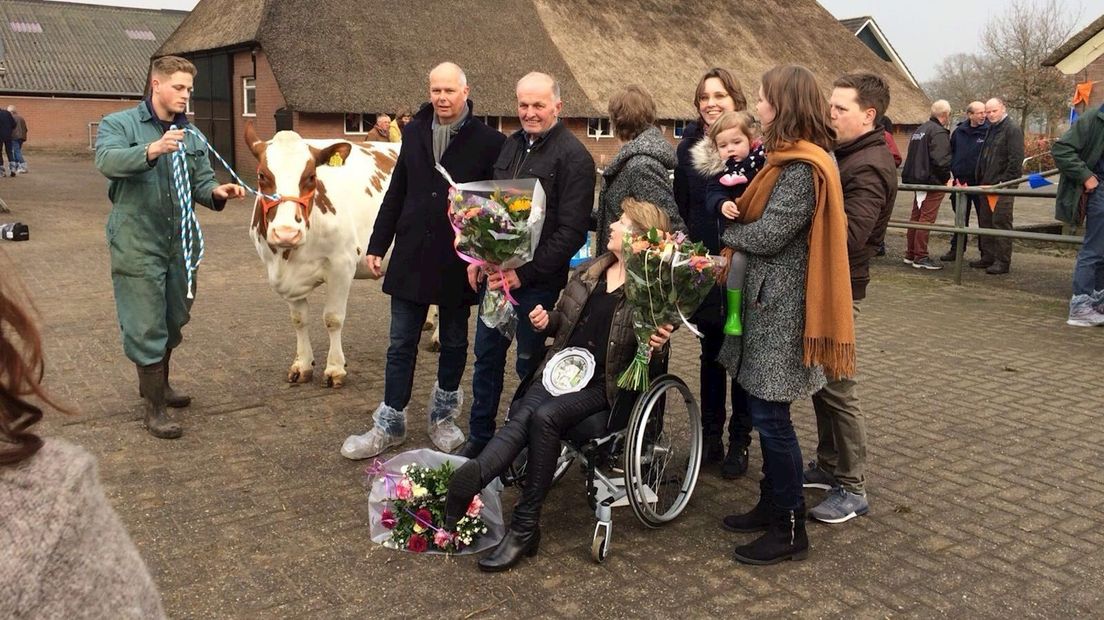 Emma 71 werd vanmiddag in Wesepe gehuldigd als MRIJ-koe van het jaar