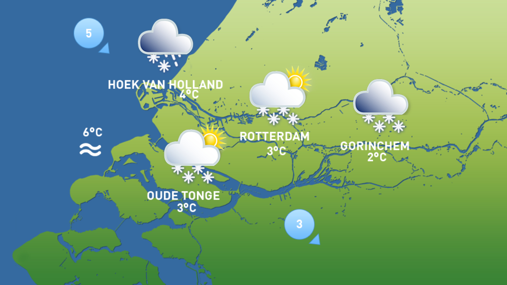 Het weerbeeld van maandag 5 januari 2026.