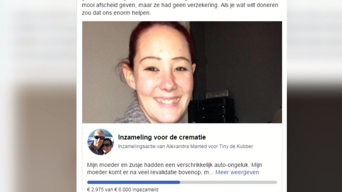 Sandra zamelde via Facebook geld in voor de crematie van haar zus Tiny