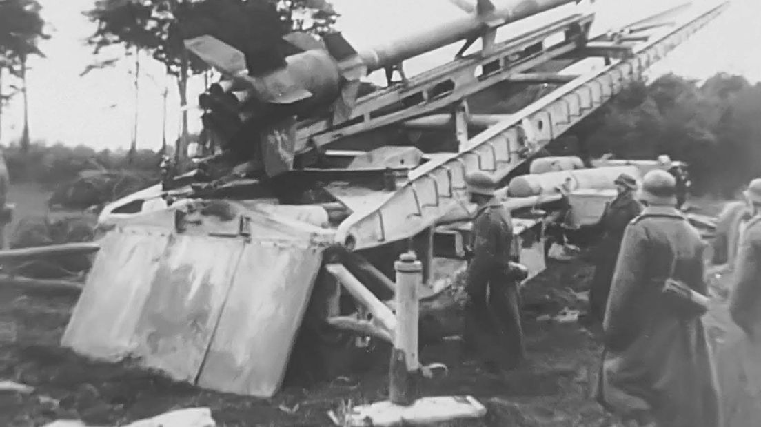 Een V4 op een lanceer-wagen zoals ook bij Nunspeet ingezet (National Archives)