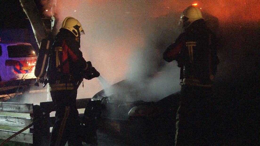 De brandweer in actie in Zuidlaren