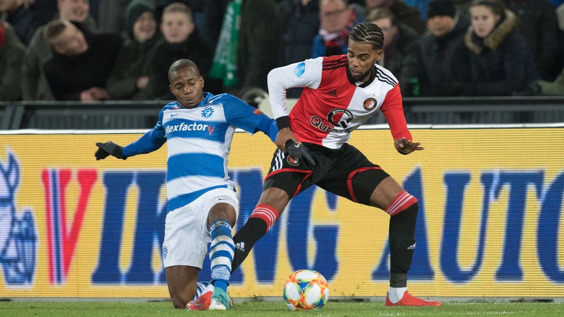 Ligeon namens De Graafschap tegen Feyenoord in 2019
