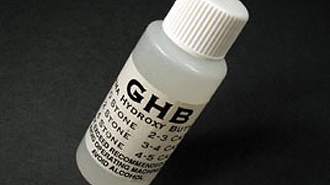 Een voorbeeld van een flesje met GHB