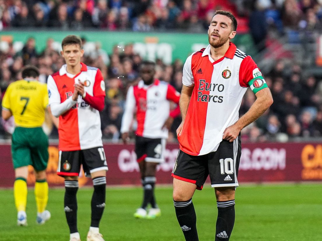 Orkun Kökcü baalt na het gelijkspel van Feyenoord tegen Fortuna Sittard