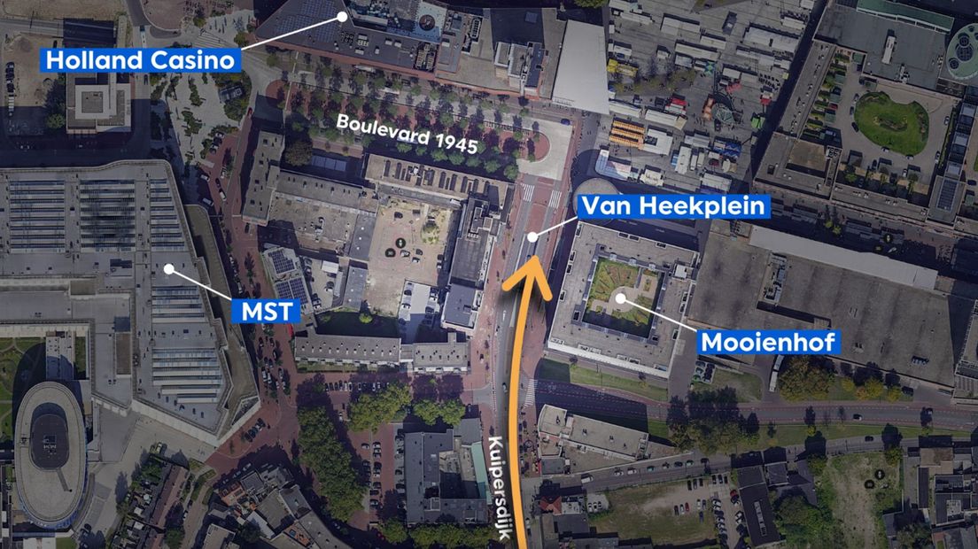 Verkeer vanaf de Kuipersdijk kan straks mogelijk ook richting de bussen aan het Van Heekplein rijden