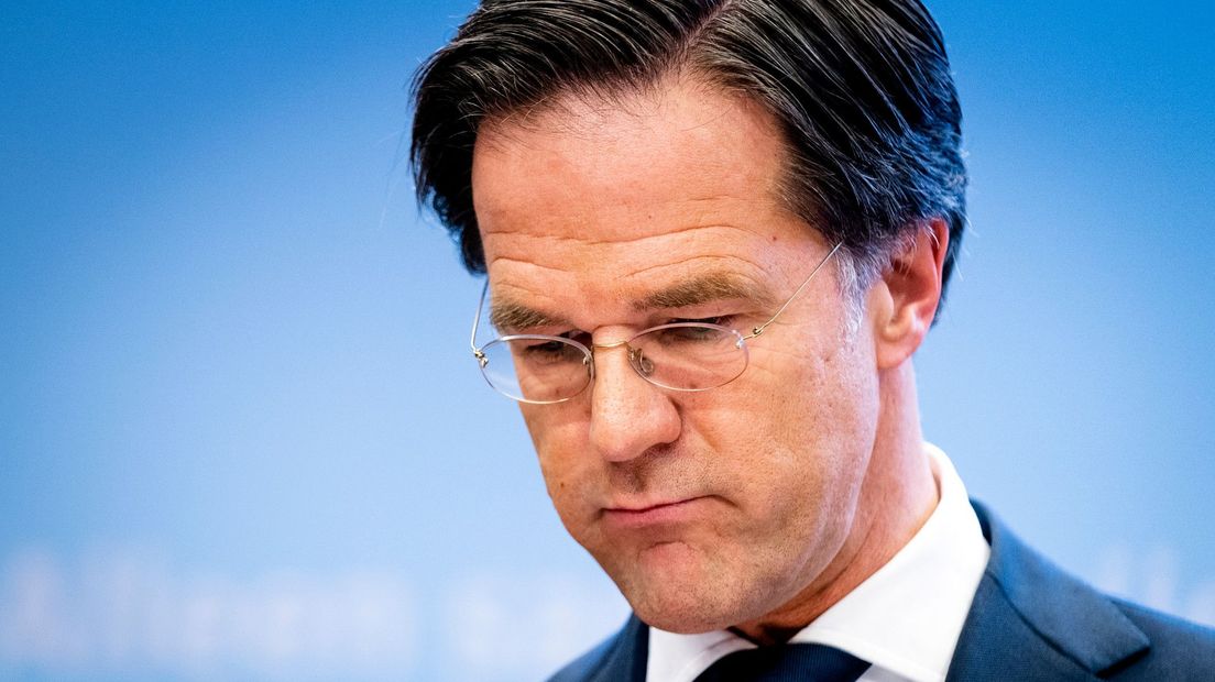 Premier Mark Rutte tijdens de persconferentie op 2 februari