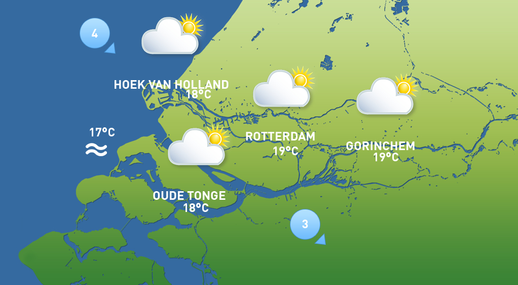 Het weer van maandag 15 juni.