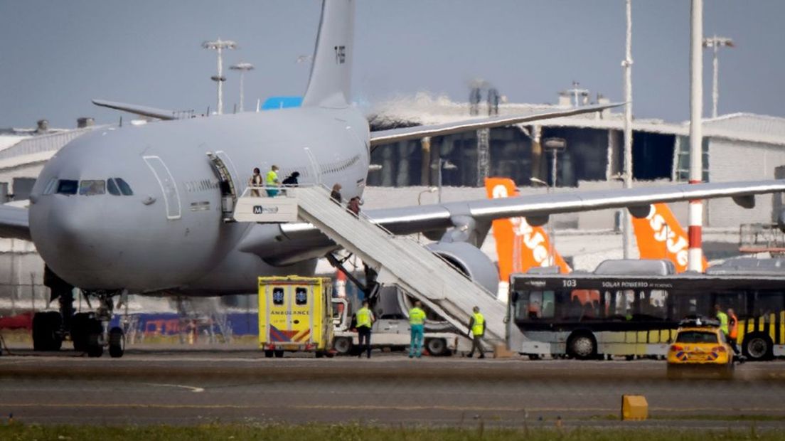 Een toestel dat eerder op Schiphol landde met evacués uit Afghanistan.