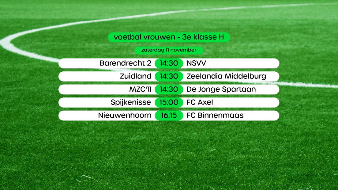 Programma 3e klasse H vrouwen, swipe voor stand