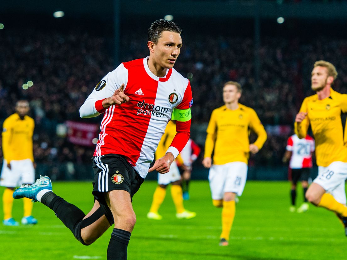 Steven Berghuis scoort de 1-0 bij Feyenoord-Young Boys (Bron: VK Sportphoto - Yannick Verhoeven)