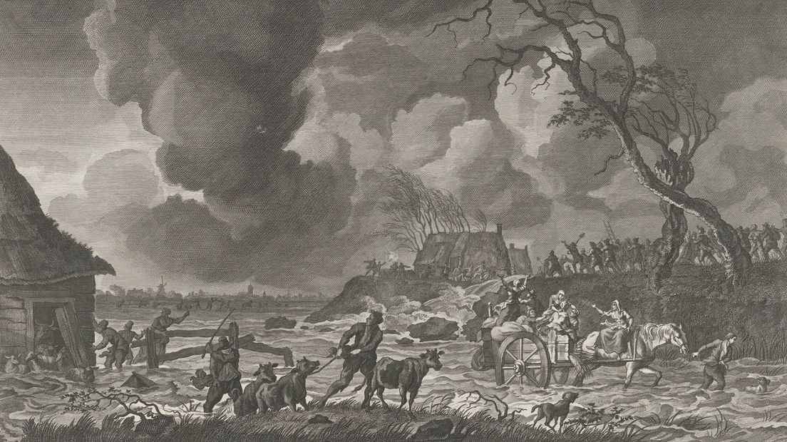 Ets van de dijkdoorbraak in 1776 waardoor het dorpje Beulake in de golven verdween