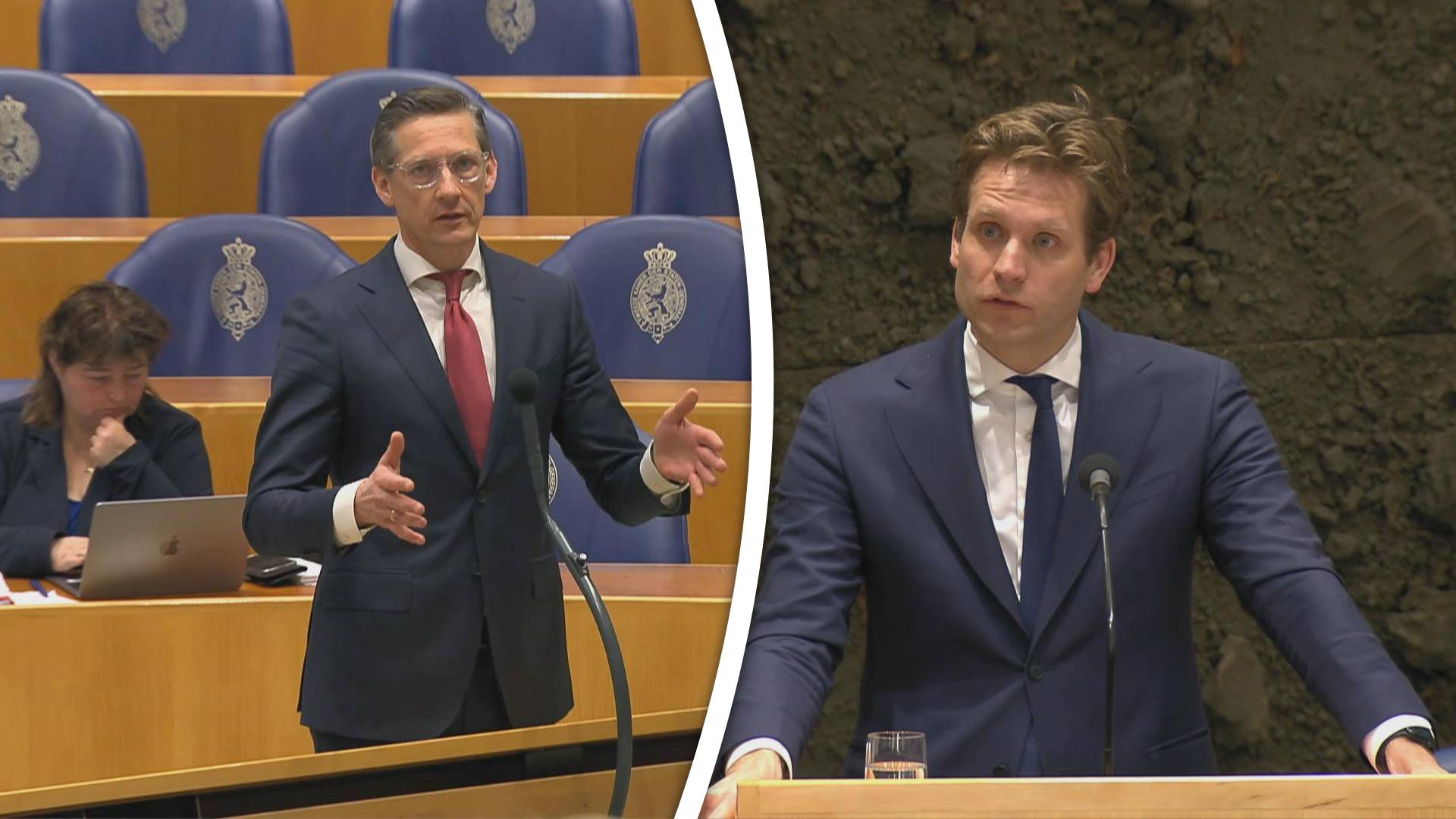 Rotterdammers Joost Eerdmans en Vincent Karremans in de Tweede Kamer.