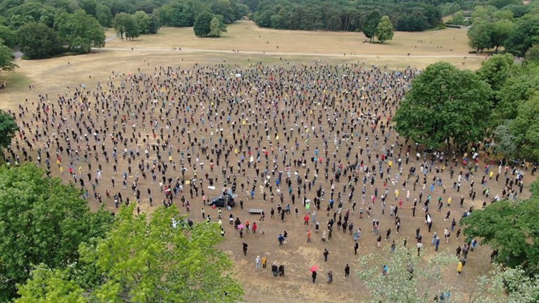 Publiek tijdens een recent protest in het Gofferpark.