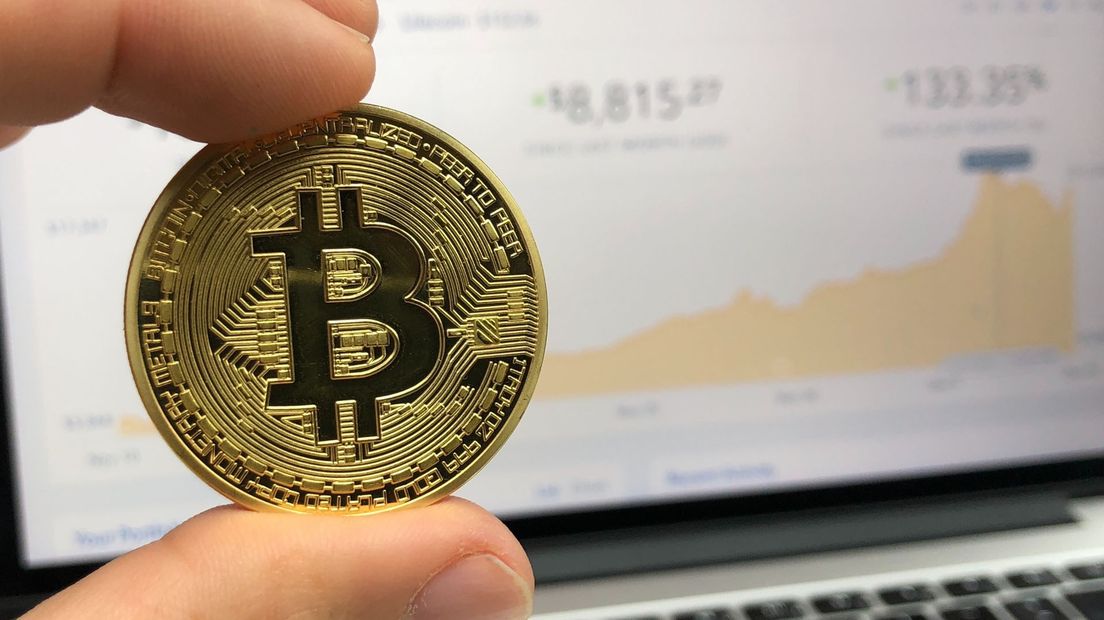 De visualisatie van de geheel digitale Bitcoin munt